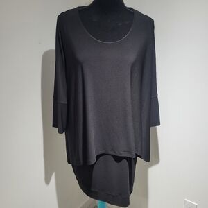 Dominica Maazur Women's Flowy Dolman Sleeve Knee Length Dress Medium Black